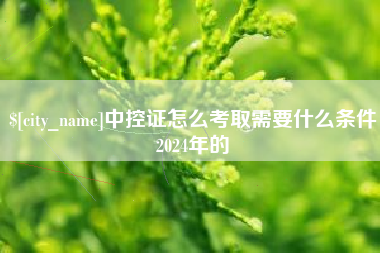 北京中控证怎么考取需要什么条件2024年的